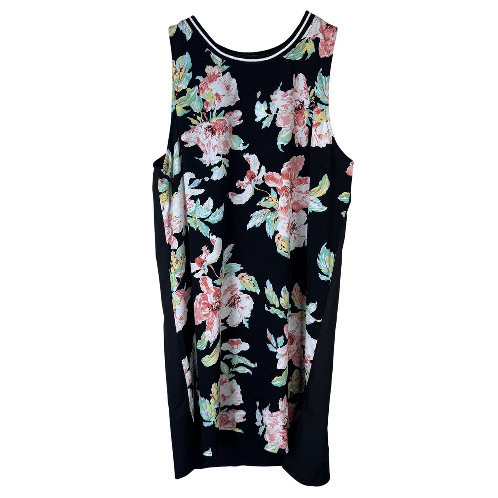 Elodie Dress Womens XL Black Floral Sleeveless Tank Shift 100% Polyester NWT